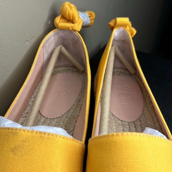 J Crew Yellow Canvas Classic Espadrilles Ankle Tie Flats Size 10.5 - Picture 3 of 9